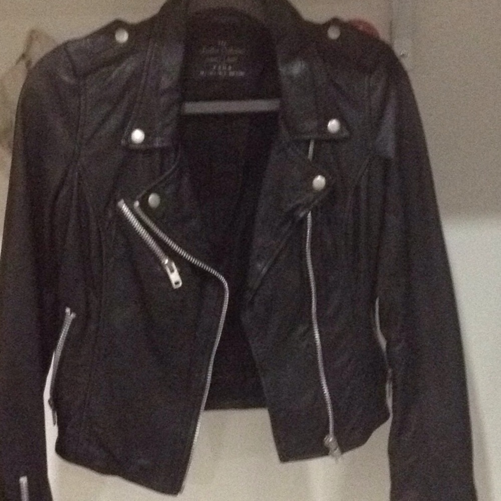 Zara Authentic Leather Jacket Sz Small Preowned
